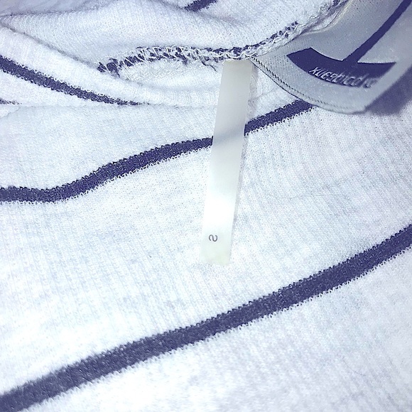 NWOT - H by Bordeaux soft light gray and black striped v neck tee. - Picture 4 of 4